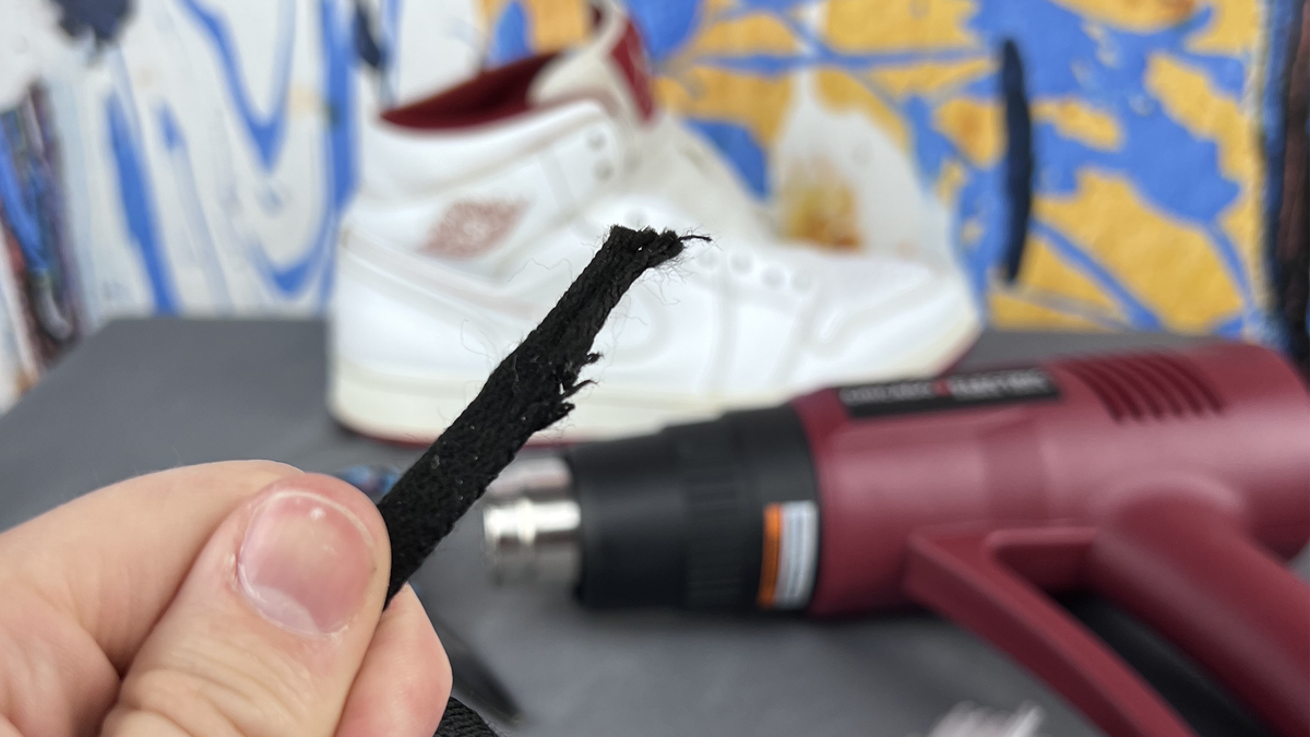If the aglet (plastic bit around the tip of a shoelace) falls off