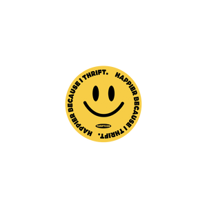 HAPPIER BECAUSE I THRIFT STICKER