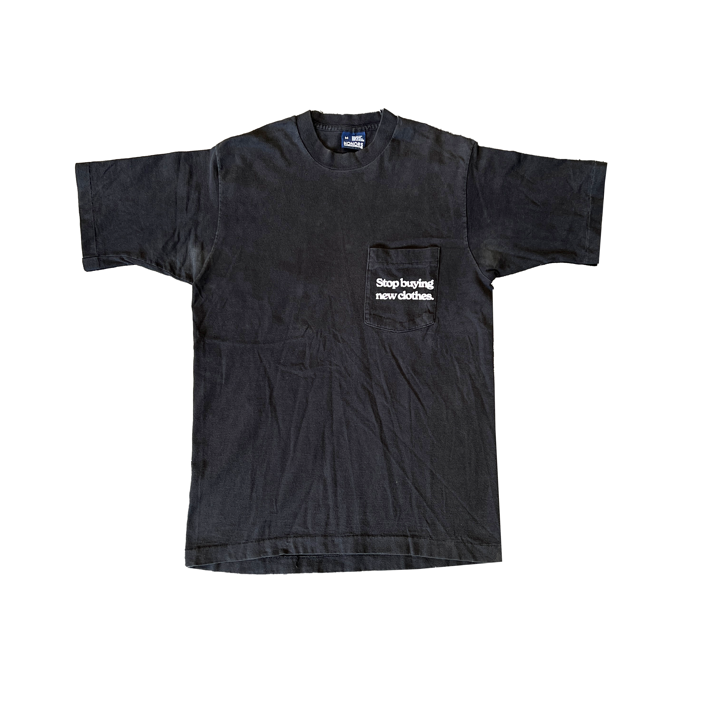 STOP BUYING NEW UPCYCLED POCKET TEE (BLACK M)