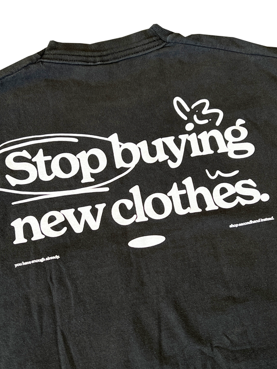 STOP BUYING NEW UPCYCLED POCKET TEE (BLACK M)