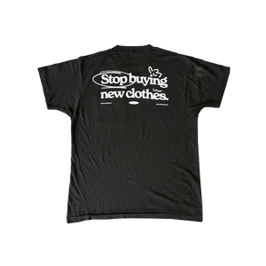 STOP BUYING NEW UPCYCLED POCKET TEE (BLACK S/M)