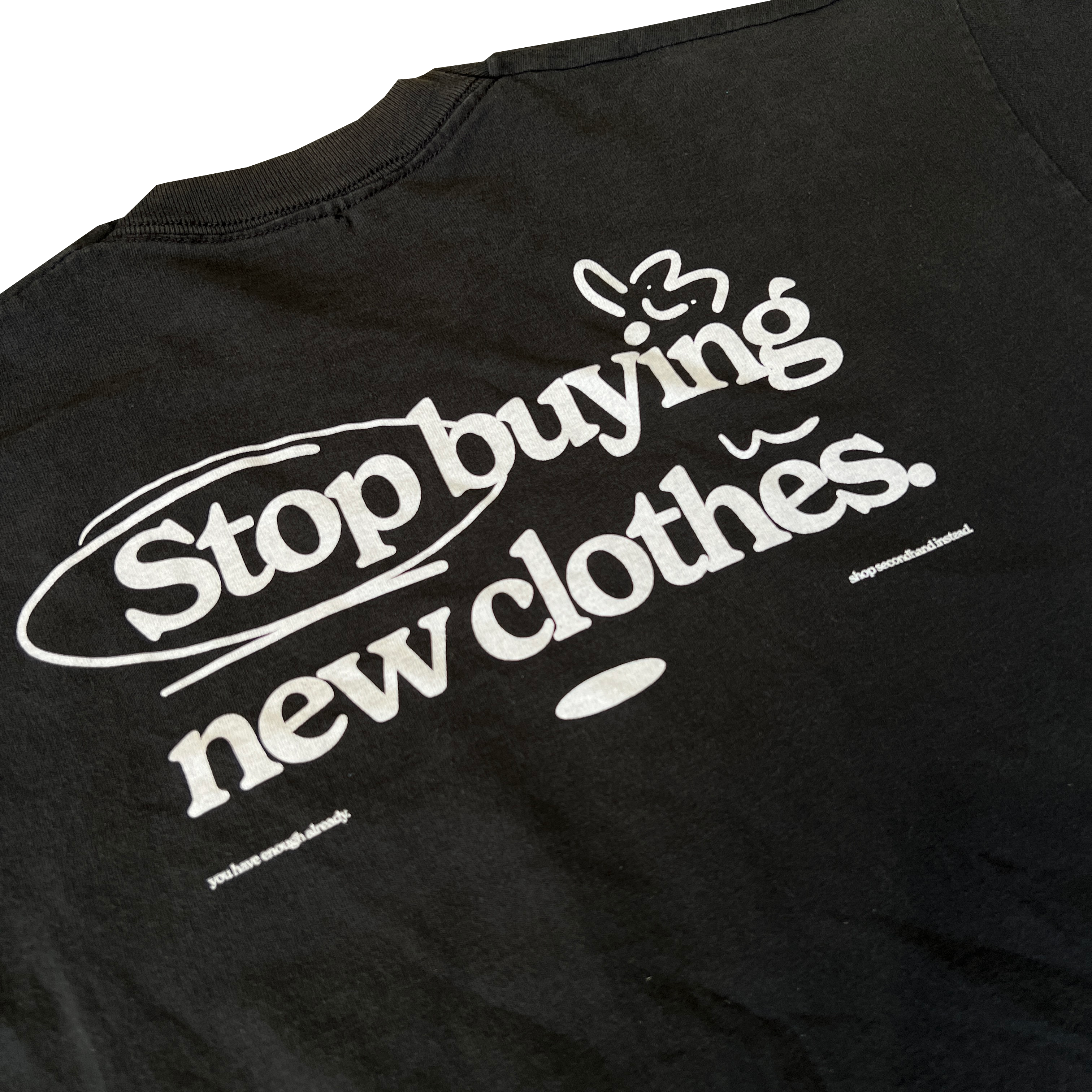 STOP BUYING NEW UPCYCLED POCKET TEE (BLACK L)