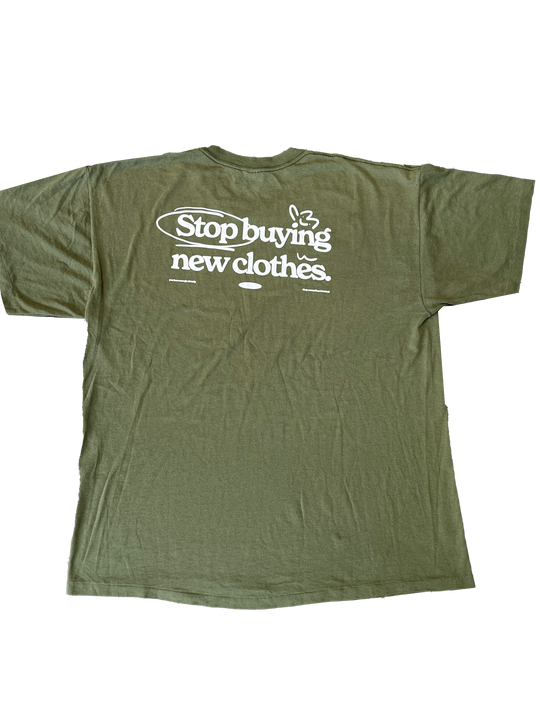 STOP BUYING NEW UPCYCLED TEE (GREEN M/L)