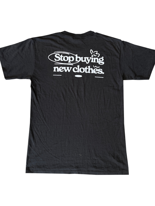 STOP BUYING NEW UPCYCLED TEE (BLACK M/L)