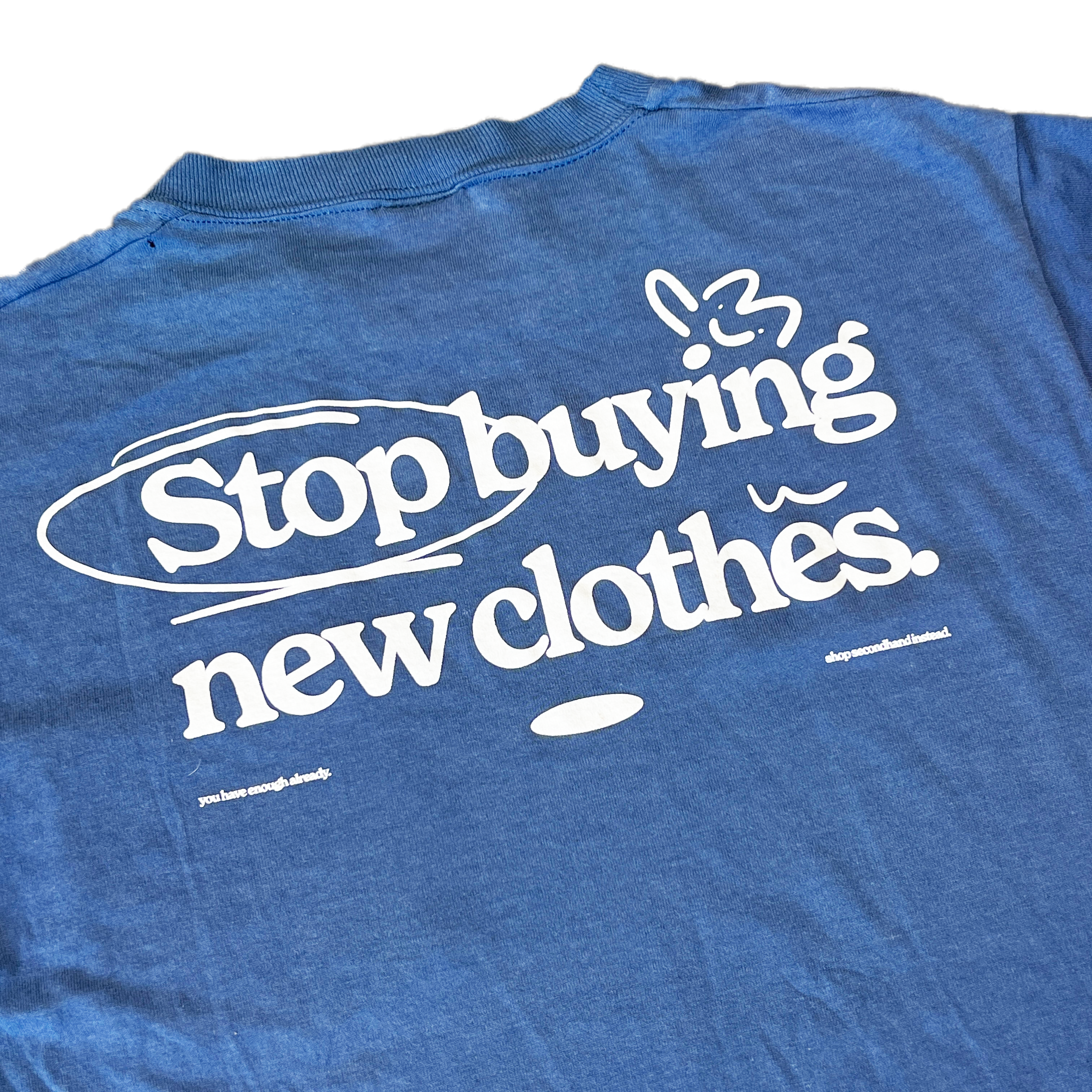 STOP BUYING NEW UPCYCLED POCKET TEE (BLUE S/M)