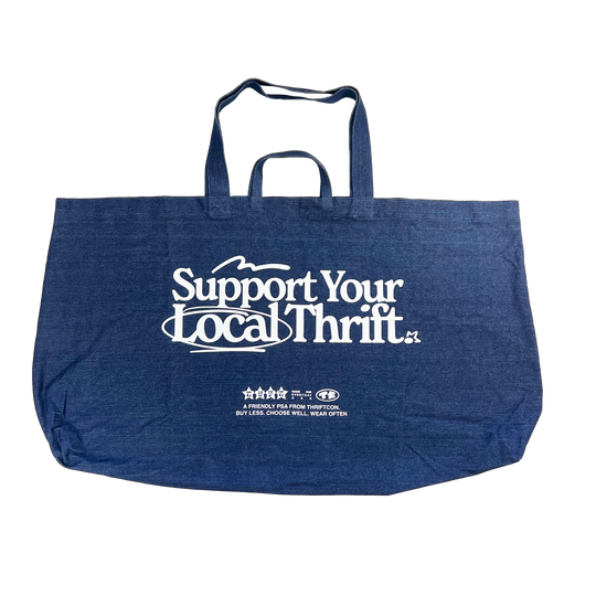 THRIFTCON 'SIZE MATTERS' DENIM TOTE