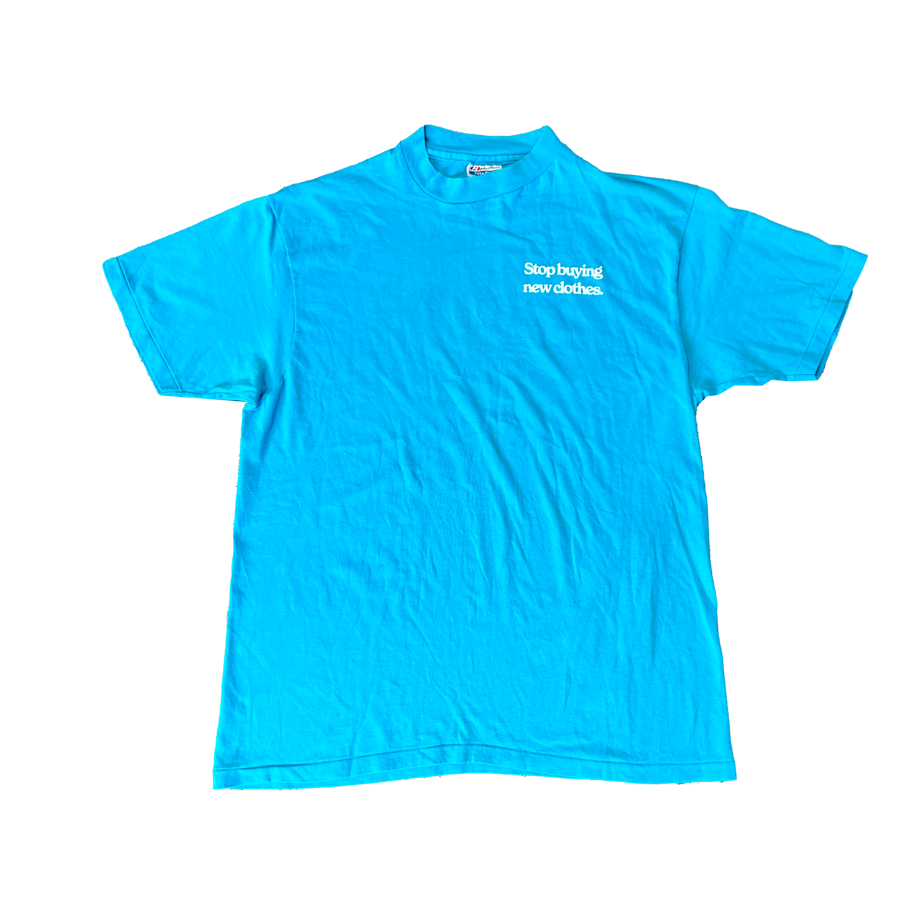 STOP BUYING NEW UPCYCLED TEE (TEAL M/L)